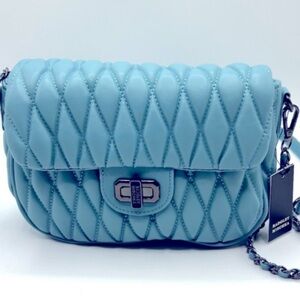 Badgley Mischka Light Blue Quilted Crossbody Bag